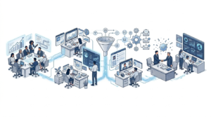 Estructura de ventas digitales en empresas con roles y procesos conectados