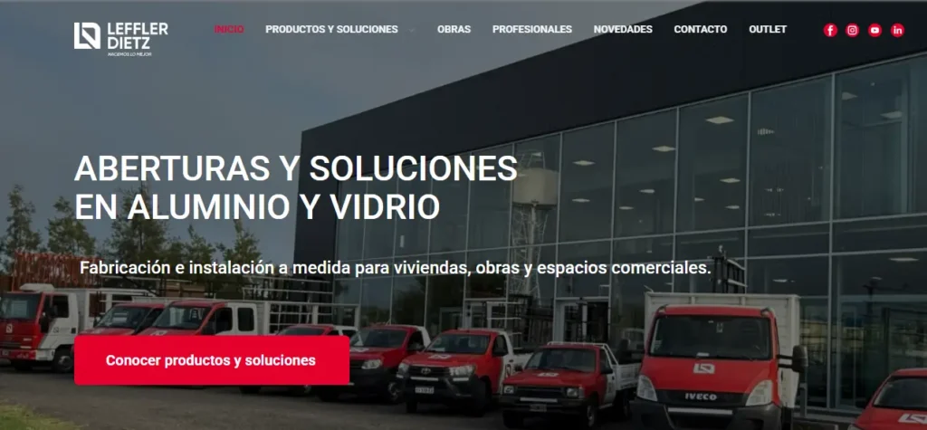 Sitio web de Leffler-Dietz, empresa de aberturas y soluciones arquitectónicas
