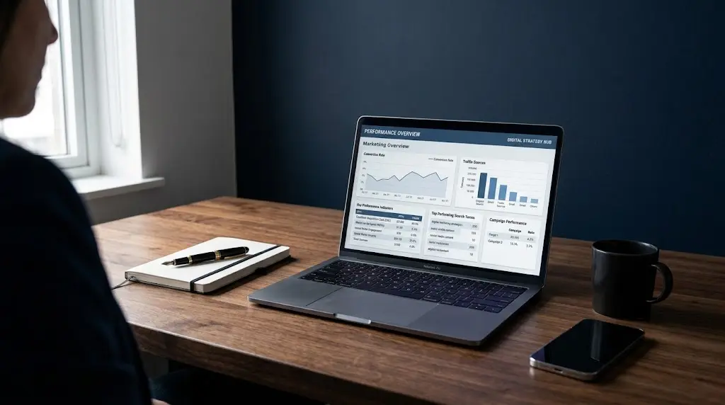 Estrategia digital integrada con Google Ads, SEO, medición y análisis de rendimiento
